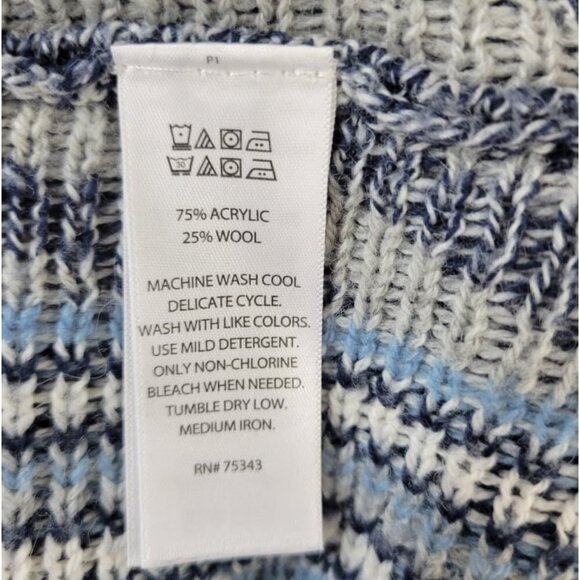 SHRINKING VIOLET Gray Wool Blend Boho Fair Isle Hooded Fringe Pullover Sweater L - Picture 8 of 8